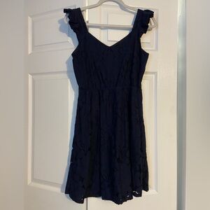 Monteau Navy Blue Lace Sleeveless dress